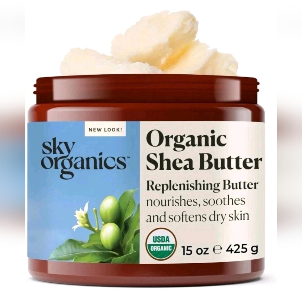 Sky Organics Organic Raw Pure 100% Shea Butter Soften Moisturize Body Face 15 oz